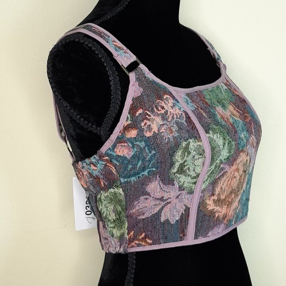 25473  Emerald XO Ivy Lavender Brocade Crop Tank - Picture 4 of 9